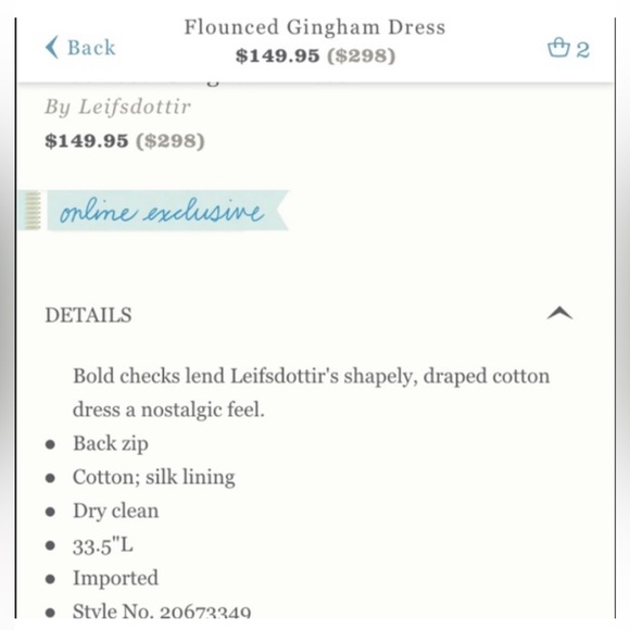 Anthropologie Leifsdotter Flounced Gingham Dress - Picture 2 of 3